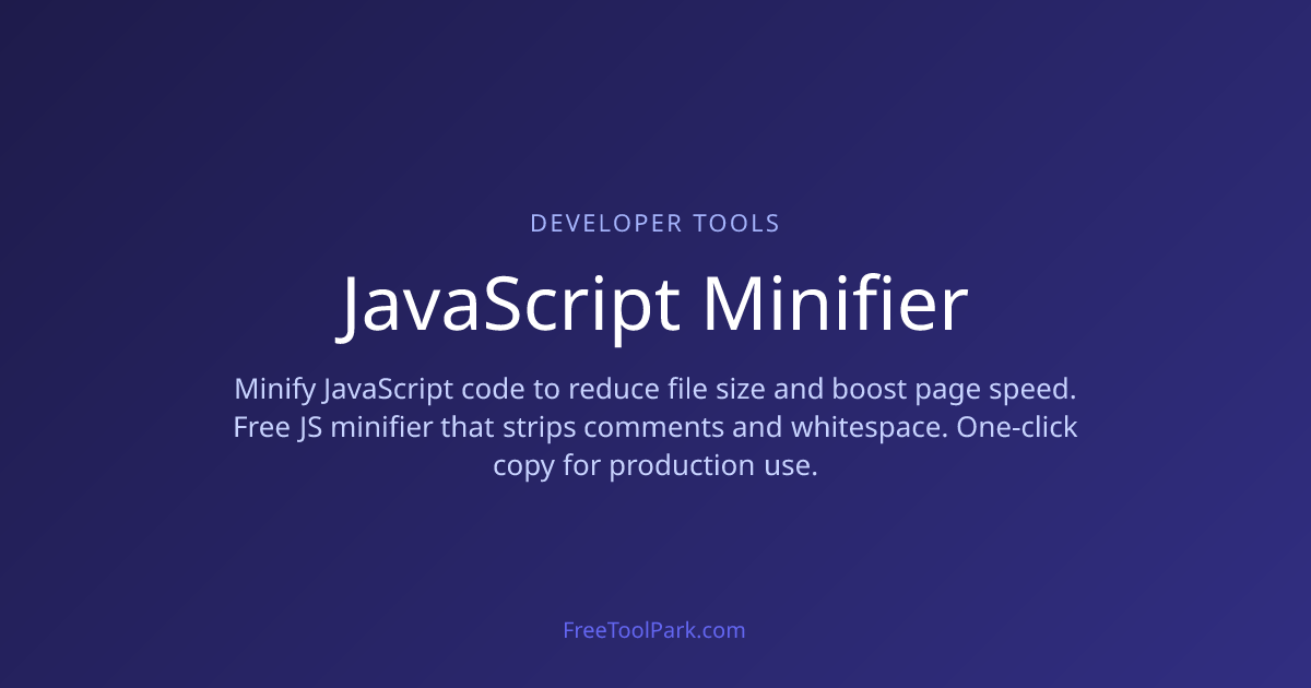 JavaScript Minifier - Compress JS Online | FreeToolPark | FreeToolPark ...